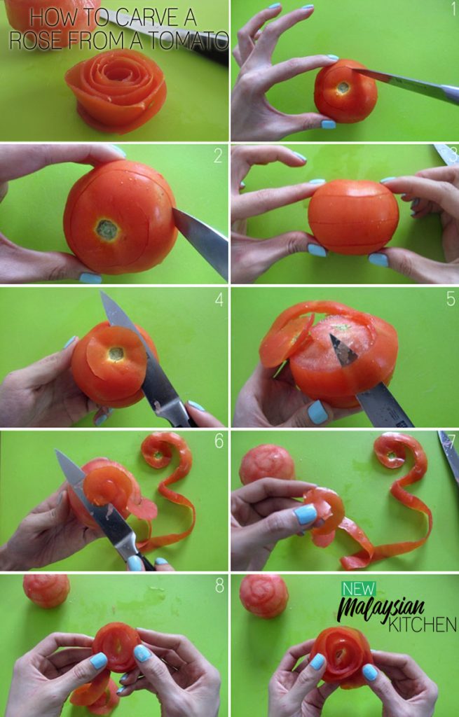 How to carve a rose from a tomato - 3 min - New Malaysian Kitchen