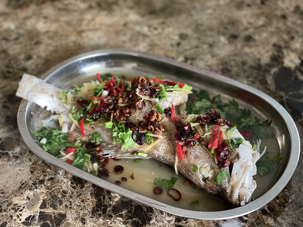 Chinese Steamed Fish with Ginger Shallot Sauce